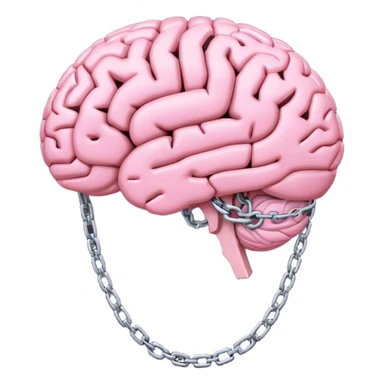 pink brain, chained up by several chains all over, side view sticker
