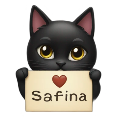 Black cat holding a sign with the inscription “Safina” sticker