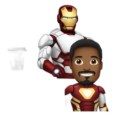 Iron man with Mickaël Jackson around a coffee sticker