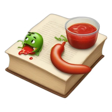 Book eating worms with Ketchup sticker