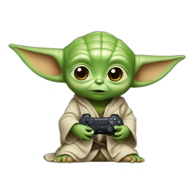 Bébé Yoda qui joue a la Playstation sticker