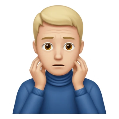 man with hands on his neck, worried expression sticker