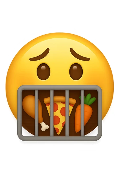 Disturbi alimentari quindi cibo visti come una gabbia stile emoji iphone. sticker