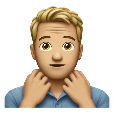 guy with his hands on his neck sticker