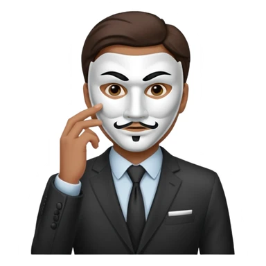 A business leader removing his mask (of the Anonymous type) indicating that he is revealing himself sticker