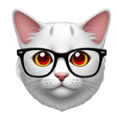 Cat with red eyes aud glasses sticker