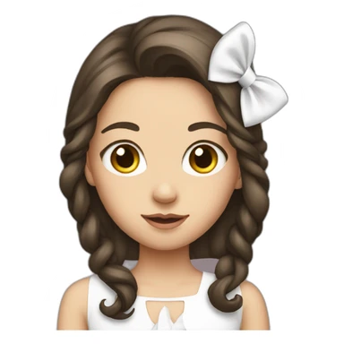 Brunette girl with white bow on her hair  sticker