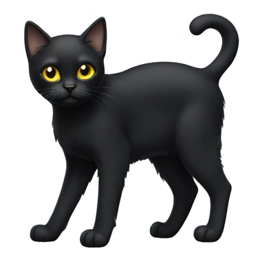 Small short hair black cat full body yellow eyes wispy ear tips sticker