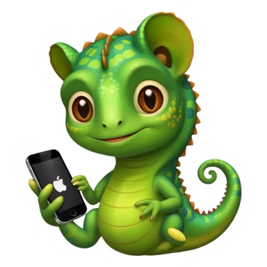 Chameleon using an iPhone sticker