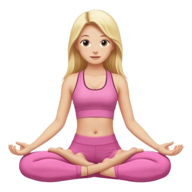 Blonde long hair lady with pink clothes doing yoga sticker