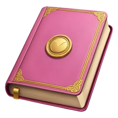 An open pink book with golden detailsls sticker