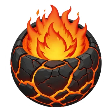 sphere planet, surface covered with lava fire sticker