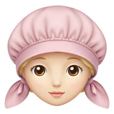 A standalone bonnet emoji, soft fabric, pastel-colored, — no face or background sticker