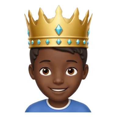 Royal black Kid boy with crown head 3d only face half rotate sticker