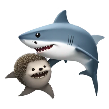 a shark hugging a hedgehog sticker