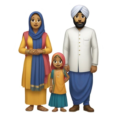 Father, Sikh Mother, daughter, Sikh son sticker