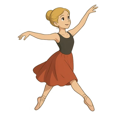 Dana Dawson with blond hair in a chignon, dance pose sticker