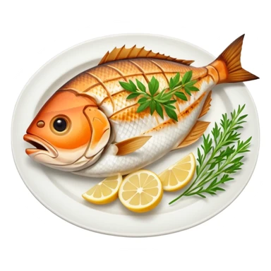 create a Whole Grilled Fish


Camera angle: slightly elevated top-down view with a gentle bird’s-eye perspective (about 15–20°), identical perspective and scaled do not add anything  on plate  sticker