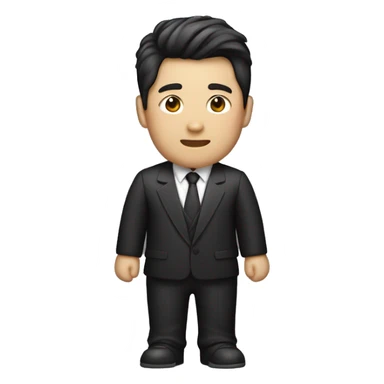 Asian guy with korean with a mullet hairstyle wearing black checkered suit sticker