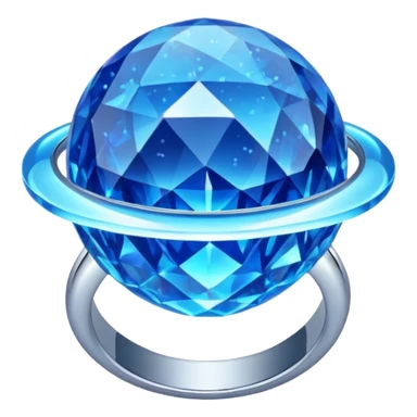 blue planet, Crystal Planet, surface covered in glowing crystals, have ring sticker