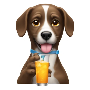 Dog with drink sticker