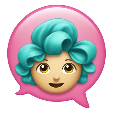 a teal hairbow inside a pink speech bubble sticker