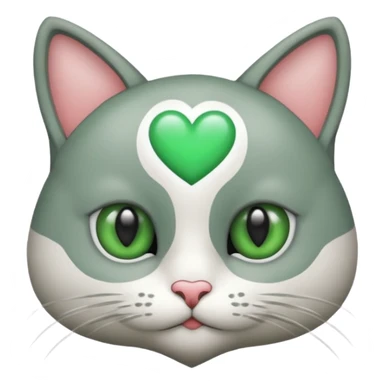 Un gato con corazón en los ojos de color verde sticker