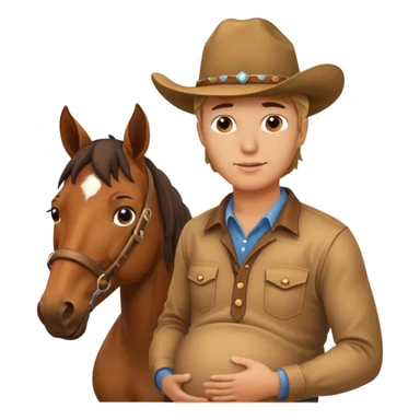 pregnant man  near horse sticker