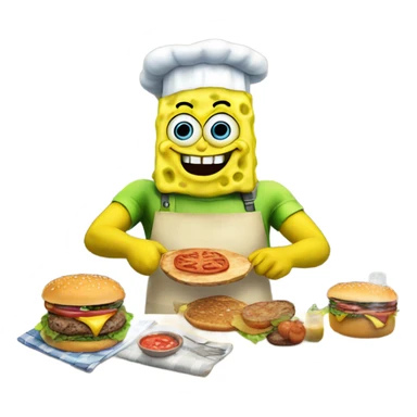 SpongeBob cooking burgers sticker
