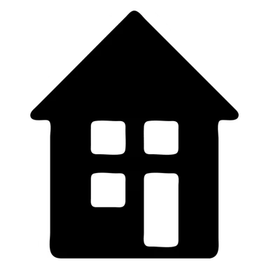 minimalist silhouette of a residential building, solid black fill, modern style sticker