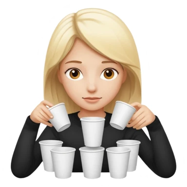 Blond girl surrounded by white paper cups sticker