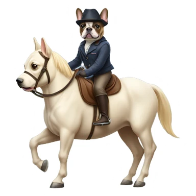 french bulldog riding a horse  sticker