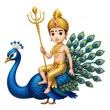 Give Lord murugan with blue peacock and vel staff as keypad emoji sticker