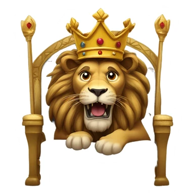 ‏A lion wears a crown and sits on his throne with a flee next to him sticker