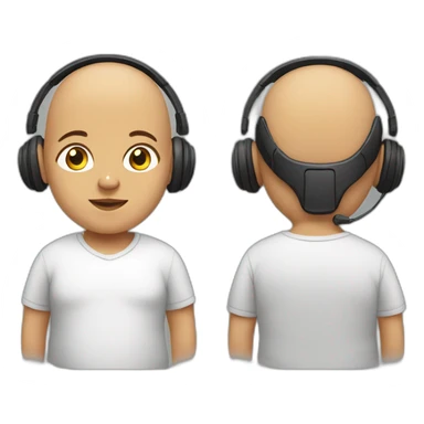 bald overweight indian child wearing headphones sticker