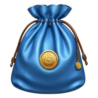 blue coins outside a brown money bag  sticker
