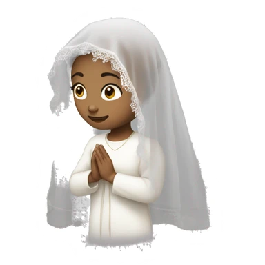 Light skin girl praying with lacewhite veil  sticker