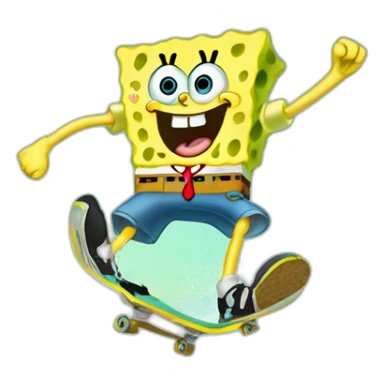 spongebob doing a kickflip sticker