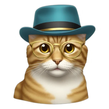 cat with hat and gold glasses sticker