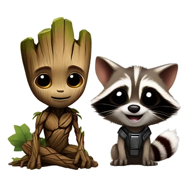 baby groot and rocket racoon sticker