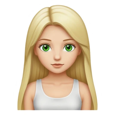 Pretty girl with long straight blonde hair, green eyes and white crop top sticker