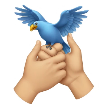 two hands crossing thumbs making a bird sticker