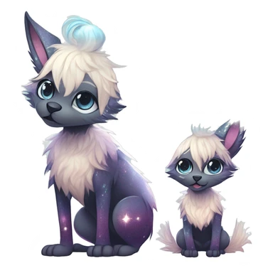 Cool cute Kawaii edgy ethereal futuristic modern epic fantasy animal sparkle fursona Fionbri creature by griffsnuff & LiLaiRa & Falvie full body sticker