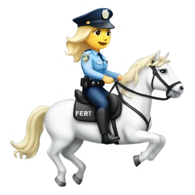 Blonde Woman police officer riding a white horse  sticker
