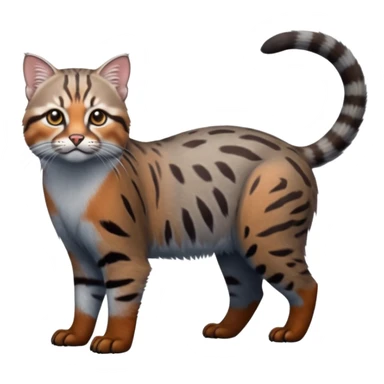 Realistic colorful shiny glossy smooth whitish pastel dusky dark gloomy wild natural elegant lifelike Pallas-cat-ocicat-ocelot-Rusty-spotted-cat-fusion-hybrid-animal-creature, full body, hyper-realism sticker
