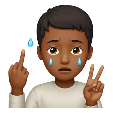 Black boy crying sticking middle finger sticker