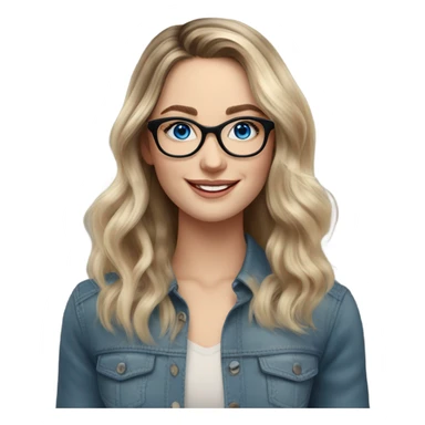 Shoulder length Balayage pale beautiful woman with glasses and blue eyes happy  sticker