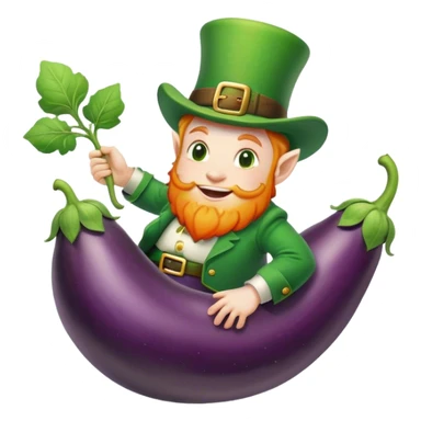 Leprechaun riding eggplant  sticker
