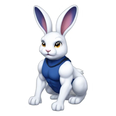 Muscular Anthro white rabbit with dark blue hair sticker