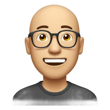  a 35-year old, male, bald Asian man, wearing glasses, inquisitive, laughing, scratching the back of his head in confusion,  sticker